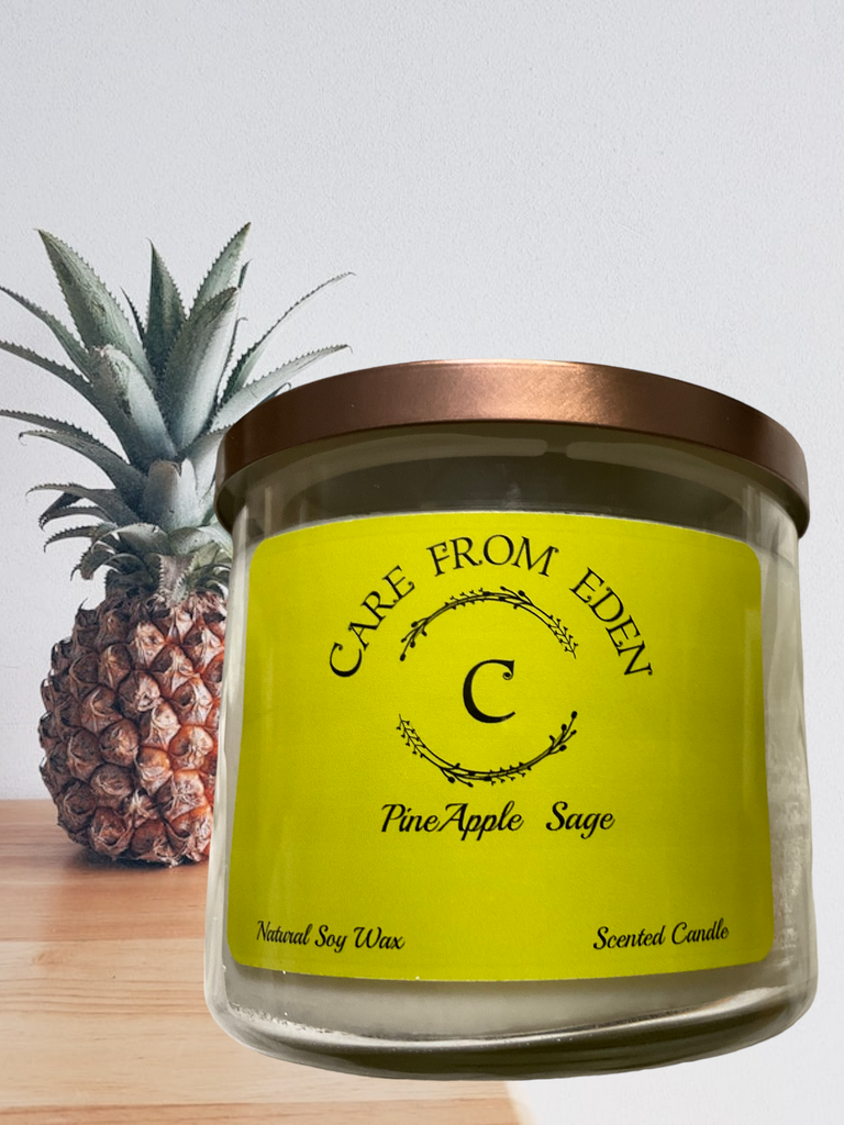 Triple Wick Scented Candle : PineApple Sage: 14 oz